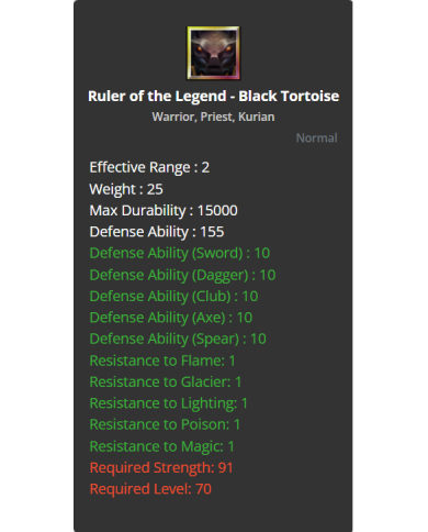 +0 Ruler Of Legend - Black Tortoise