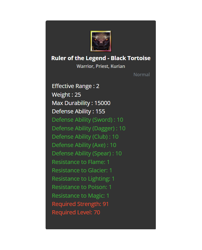 +0 Ruler Of Legend - Black Tortoise