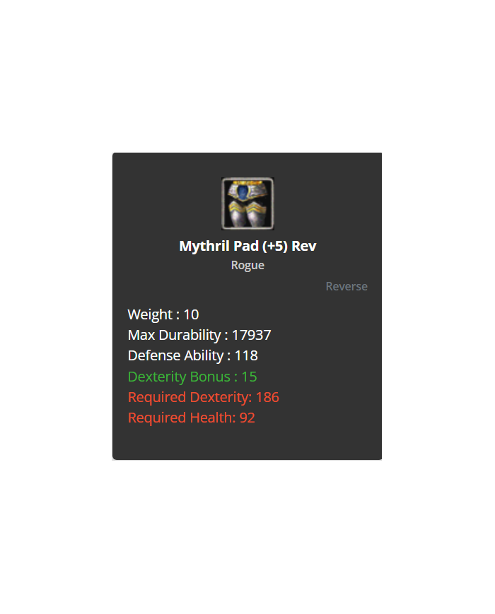 Mythril Set +5 reverse