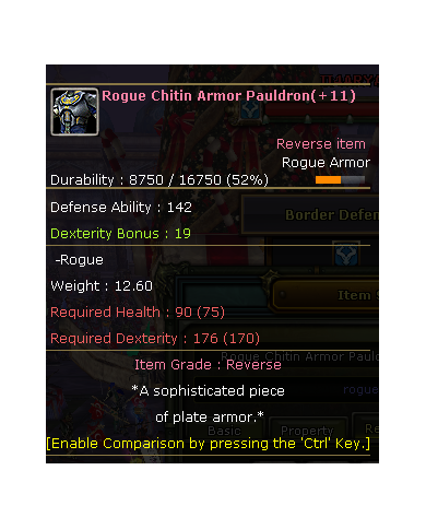 rogue chitin pauldron +9