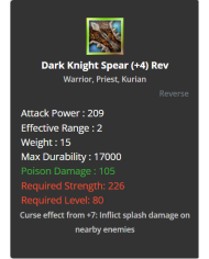 Dark Knight Spear
 +-4 Reverse