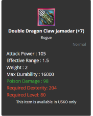 Double Dragon Claw Jamadar
 +-7