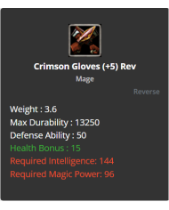 Crimson Gloves
 +-5 Reverse