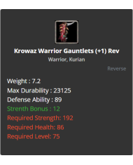 Krowaz Warrior Gauntlets
 +-1 Reverse