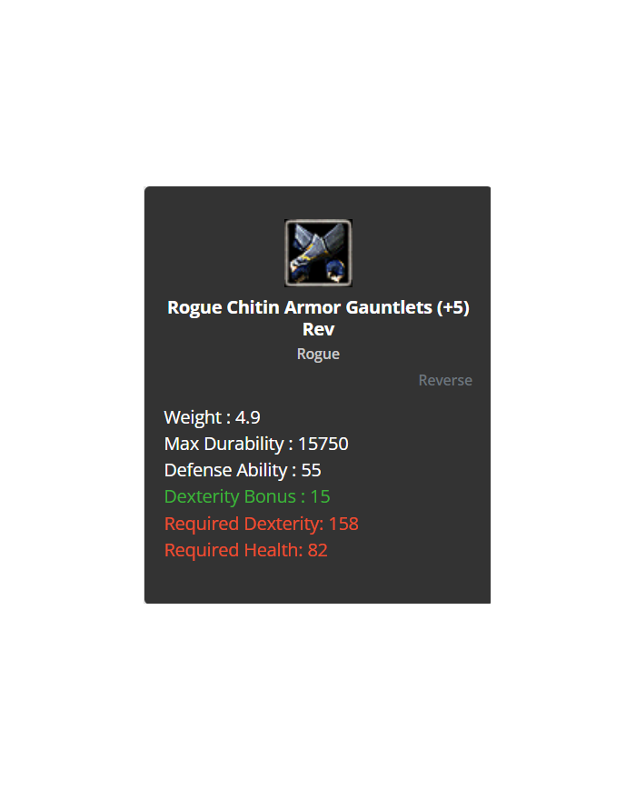 Rogue Chitin Set +8