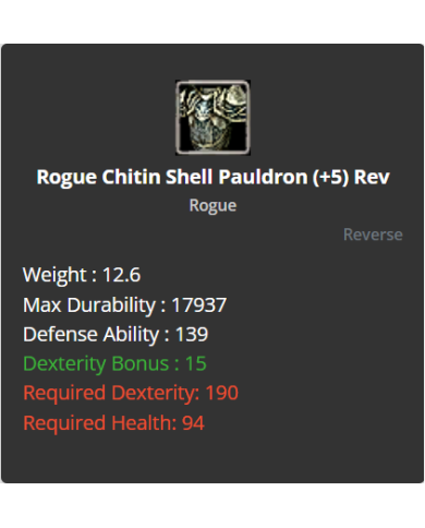 Rogue Chitin Shell Pauldron +5 Rev