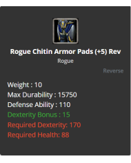 Rogue Chitin Shell Set +5 Rev