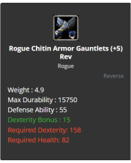 Rogue Chitin Shell Set +5 Rev