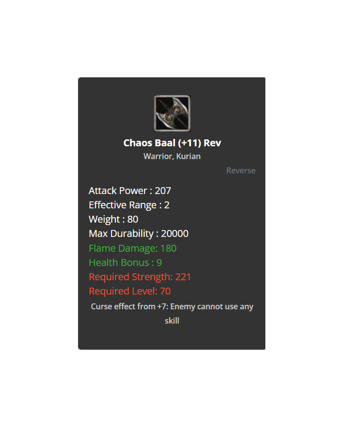 Chaos Baal +11 Rev