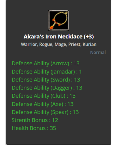 +3 Akara's Iron Necklece