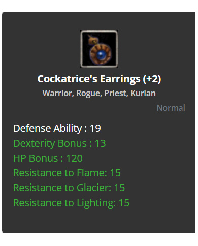 Cockatrice's Earrings +2 (DUAL)