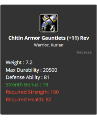 +11 Warrior Chitin Gaunlets