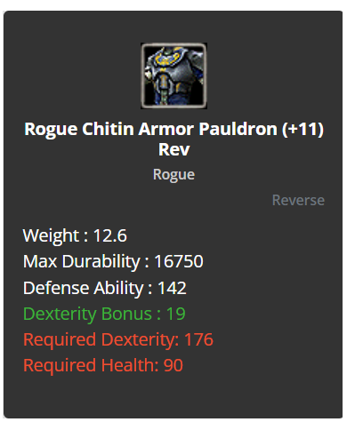 +9 Rogue Chitin Pauldron