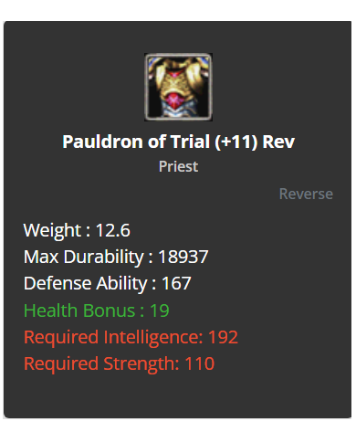 Pauldron Of Trial +11 SET