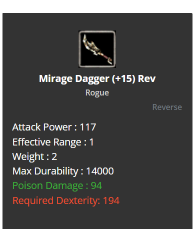 Mirage Dagger +15