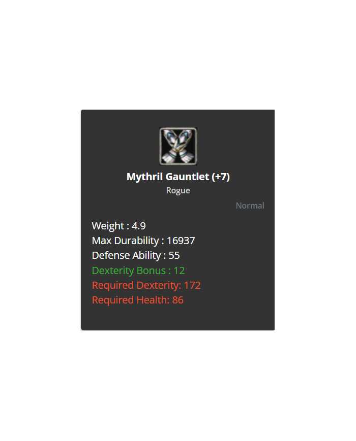 +7 Rogue Mythrill Set