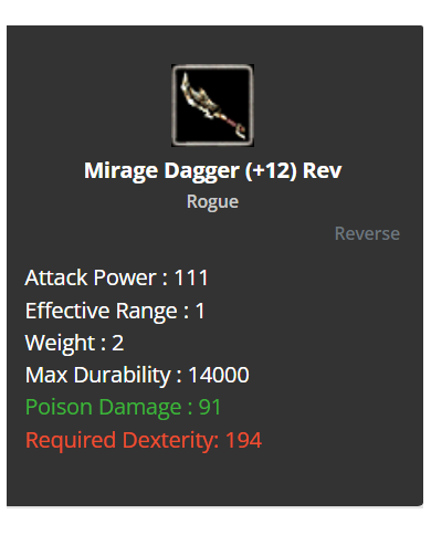 +12 Reverse Mirage Dagger