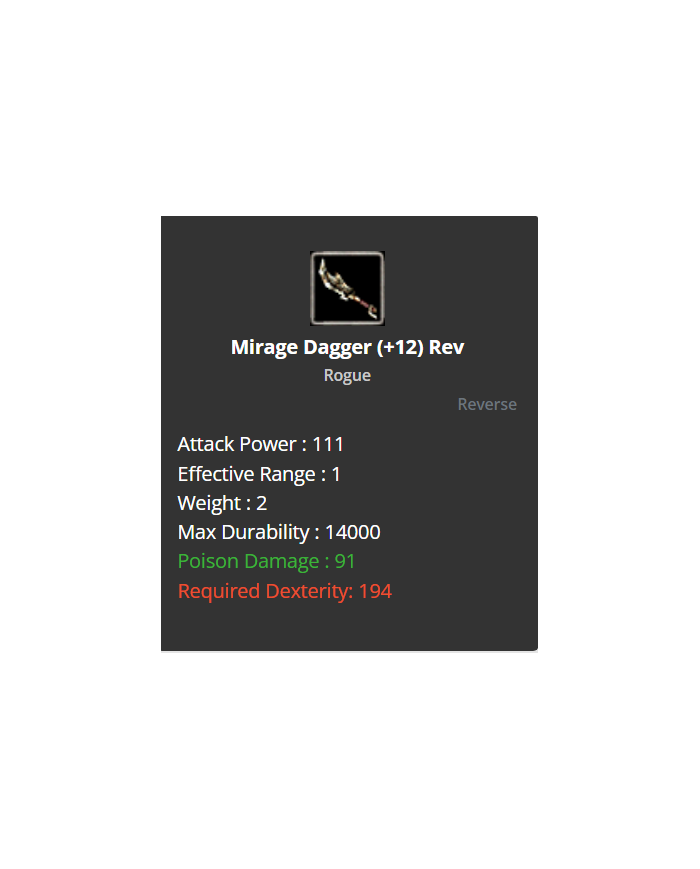 +12 Reverse Mirage Dagger