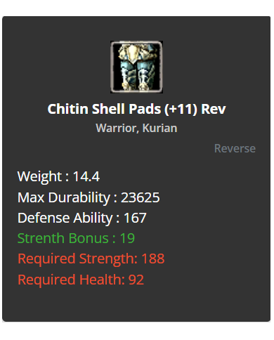 +9 Warrior Chitin Shell Set