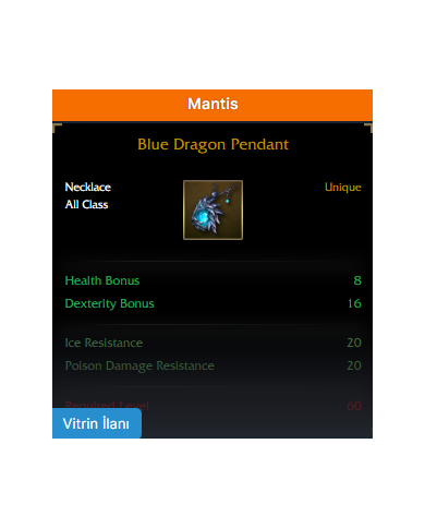 BLUE DRAGON PENDANT +0