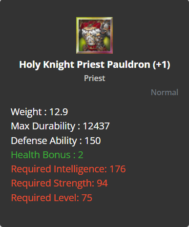Holy Knight Priest Pauldron +1